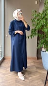 Minimal Düğmeli Uzun Elbise | Lacivert