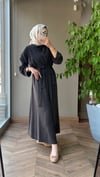 Minimal Kuşaklı Uzun Elbise | Kahverengi