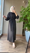 Minimal Kuşaklı Uzun Elbise | Kahverengi