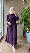 Minimal Kuşaklı Uzun Elbise | Mürdüm