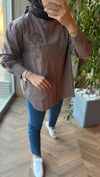 Nakış Detaylı Gömlek | Kahverengi