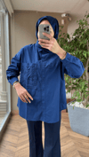 Nakış Detaylı Gömlek | Lacivert