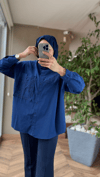 Nakış Detaylı Gömlek | Lacivert