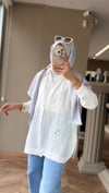 Nakış Detaylı Gömlek Tunik | Beyaz
