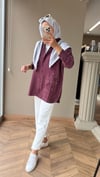 Nakış Detaylı Gömlek Tunik | Mürdüm