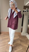 Nakış Detaylı Gömlek Tunik | Mürdüm