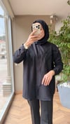 Nakış Detaylı Hafif Dokulu Gömlek | Siyah