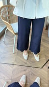 Nakış Detaylı Keten Pantolon | Lacivert
