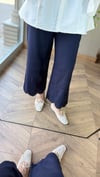 Nakış Detaylı Keten Pantolon | Lacivert