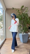 NOREVA Garni Detaylı Tunik | Beyaz
