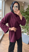 Oysho Kumaş Bağlamalı Tunik | Bordo