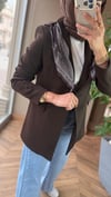Şal Detaylı Astarlı Blazer Ceket | Kahverengi