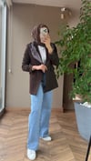Şal Detaylı Astarlı Blazer Ceket | Kahverengi