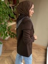 Şal Detaylı Astarlı Blazer Ceket | Kahverengi
