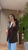 Şal Detaylı Astarlı Blazer Ceket | Kahverengi