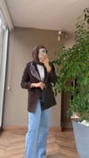 Şal Detaylı Astarlı Blazer Ceket | Kahverengi