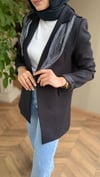 Şal Detaylı Astarlı Blazer Ceket | Siyah