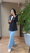 Şal Detaylı Astarlı Blazer Ceket | Siyah