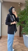 Şal Detaylı Astarlı Blazer Ceket | Siyah