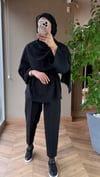Şal Yaka Detaylı Kuşaklı Bluz | Siyah