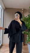Şal Yaka Detaylı Kuşaklı Bluz | Siyah