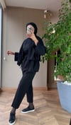 Şal Yaka Detaylı Kuşaklı Bluz | Siyah