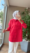 VELMORA Pul İşlemeli Tencel Gömlek | Kırmızı