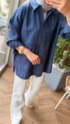 VELMORA Pul İşlemeli Tencel Gömlek | Lacivert