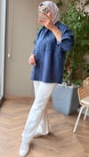 VELMORA Pul İşlemeli Tencel Gömlek | Lacivert