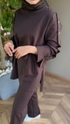 VERA Gold Düğme Detaylı Takım | Kahverengi