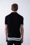  Yarım Fermuarlı Siyah Triko Polo Yakalı T-Shirt - Premium Ribana Detaylı 
