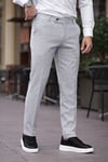 A Kalite Slim Fit Likralı Açık Gri Kumaş Pantolon