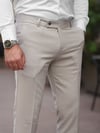 A Kalite Slim Fit Likralı Krem Kumaş Pantolon
