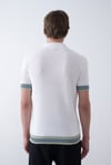 Beyaz Triko Polo Yakalı T-Shirt - Premium Ribana Detaylı 