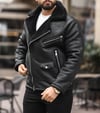 Biker Napa Deri İçi Siyah Kürklü Siyah Mont