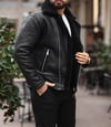 Biker Napa Deri İçi Siyah Kürklü Siyah Mont