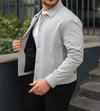 Düğme Detaylı  Açık Gri Hafif Oversize Kumaş Ceket- Trend Sokak Modası