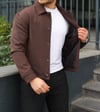 Düğme Detaylı  Kahve Hafif Oversize Kumaş Ceket- Trend Sokak Modası