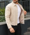 Düğme Detaylı  Krem  Hafif Oversize Kumaş Ceket- Trend Sokak Modası