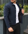 Düğme Detaylı  Lacivert Hafif Oversize Kumaş Ceket- Trend Sokak Modası