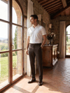 Gizli Düğme Detaylı Şık Slim Fit Kahve Kumaş Pantolon