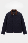 Kadife Yaka Kendinden Kapitone Lacivert Ceket