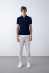 Lacivert Triko Polo Yakalı T-Shirt - Premium Ribana Detaylı 