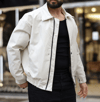 Oversize Vintage Ekru Deri Ceket