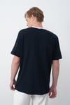 Premium  90's Lacivert Erkek T-Shirt - Kontrsat Yaka Detaylı 
