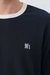Premium  90's Lacivert Erkek T-Shirt - Kontrsat Yaka Detaylı 