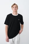 Premium  90's Siyah Erkek T-Shirt - Kontrsat Yaka Detaylı 