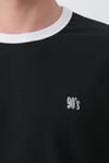 Premium  90's Siyah Erkek T-Shirt - Kontrsat Yaka Detaylı 