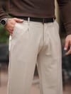 Premium Krem Baggy Kumaş Pantolon