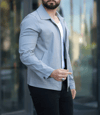 Relax Fit Açık Gri Keten Ceket